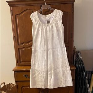 J. Jill Classic White Midi Dress 100% linen